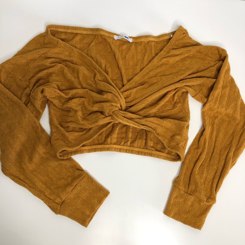 Fashion Nova Off Shoulder Mustard Crop Top (S)
